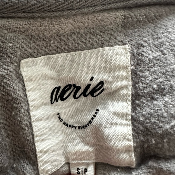 Aerie Oversized Flannel - Grey Checkered Size S - Picture 3 of 3